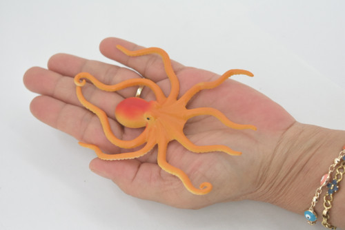 Octopus, Octopuses, Rubber, Octopodes, Educational, Realistic Hand Painted, Figure, Lifelike Figurine, Replica, Gift,      5"      F6005 B377