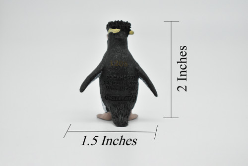 Penguin, Rock Hopper, Museum Quality, Bird, Educational, Realistic Hand Painted, Figure, Lifelike Model, Vintage Replica, Toy,  2 Inches.