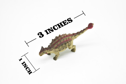 Ankylosaurus Dinosaur, Museum Quality, Animal, Educational, Realistic Hand Painted, Figure, Lifelike Model, Vintage Replica, Toy,  3 1/2 Inches. 