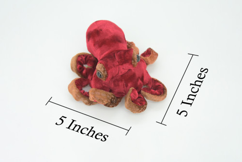 Octopus Finger Puppet, Red Octopus, Very Nice Plush Octopi, Stuffed Octopus, Educational, Realistic, Lifelike Model, Gift,    5"   FM18 B236