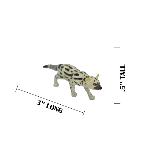 Abyssinian genet, or the Abyssinian civet, Hand Painted, Realistic, Very Nice Rubber Design, Educational, Diorama Model, Lifelike, Toy, 3 Inches. 