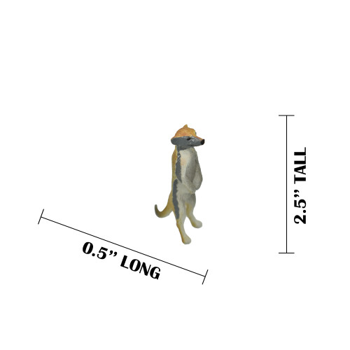 Meerkat, Standing, Suricata suricatta, Hand Painted, Realistic, Very Nice Rubber Design, Educational, Diorama Model, Lifelike, Toy,  2 1/4 Inches Tall.