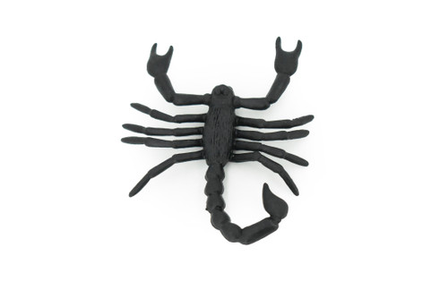 Scorpion, Black,  Black, Rubber Toy Animal, Realistic Figure, Model, Replica, Kids Educational Gift,     2 1/2"     F1665 B74