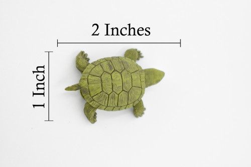 Turtle, Box Turtle, Pond Turtle, Rubber Reptile, Educational, Realistic, Figure, Lifelike Model, Figurine, Replica, Gift,       1 3/4" 