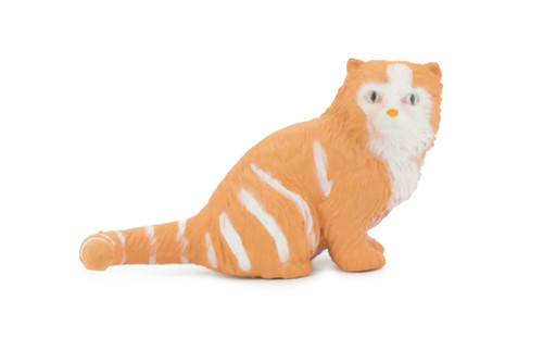 House Cat,  Orange Tabby, Marmalade Cat, Rubber, Hand Painted, Realistic, Figure, Model, Replica, Toy, Kids, Educational, Gift,    2"   F1667 B63