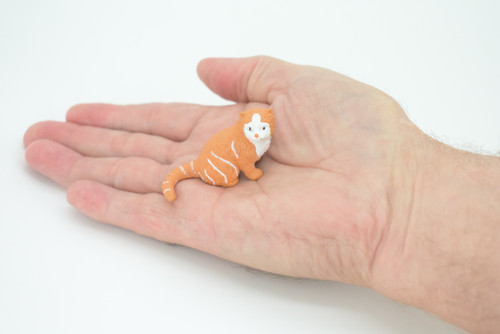House Cat,  Orange Tabby, Marmalade Cat, Rubber, Hand Painted, Realistic, Figure, Model, Replica, Toy, Kids, Educational, Gift,    2"   F1667 B63