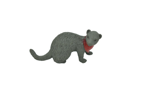 Ferret, with Bandana, Rubber Animal, Educational, Realistic, Hand Painted, Figure, Lifelike Model, Figurine, Replica, Gift,   2 1/2"