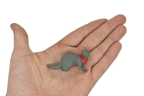 Ferret, with Bandana, Rubber Animal, Educational, Realistic, Hand Painted, Figure, Lifelike Model, Figurine, Replica, Gift,   2 1/2"