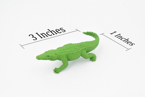 Crocodile, Alligator, Reptile, Crocodylidae, Very Nice Rubber Design, Educational Figure, Lifelike, Diorama Model, Replica, Toy, Kids,  3 Inches  