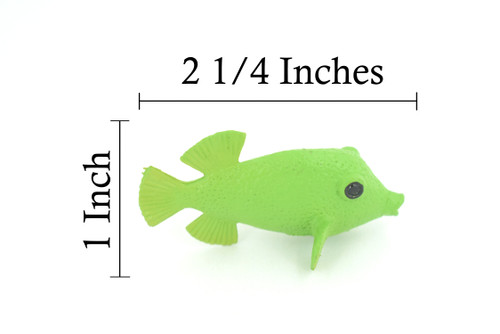 Puffer Fish, Green, Blowfish, Swellfish, Tropical Rubber Fish Design, Realistic Figure, Educational, Figure, Lifelike, Toy Model, Figurine, Replica, Gift,    2 1/4"     F3448 B48