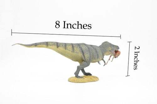 Tyrannosaurus rex, T. Rex, Dinosaur, with Prey Struthiomimus, Museum Quality, Animal, Educational, Hand Painted, Diorama Model, Vintage,Toy, 10 Inches.