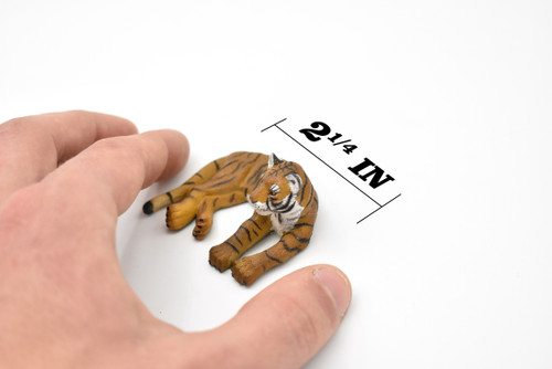 Tiger Cub, lying down, Museum Quality, Animal, Educational, Realistic Hand Painted, Diorama Figure, Lifelike Model, Vintage Replica, Toy, 2 1/4  Inches. 