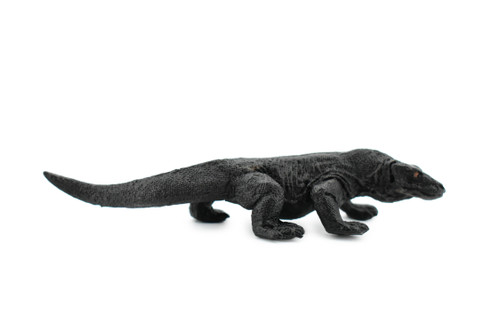 Komodo Dragon, Black, Lizard, Very Nice Rubber Reptile, Educational, Hand Painted, Realistic, Replica, Toys, Kids, Gift,    5 Inches. 
