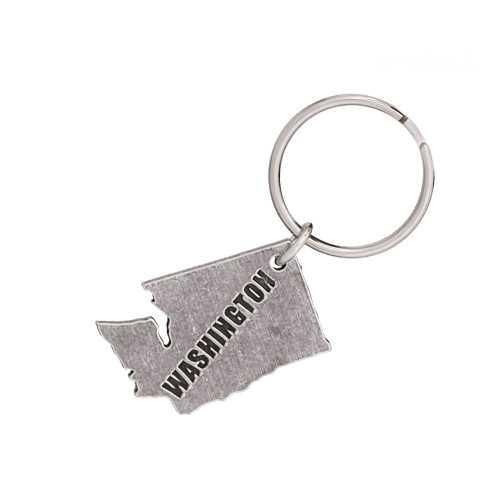 WA State Cutout Pewter Keychain, A1020KC - Collectible Wildlife Gifts