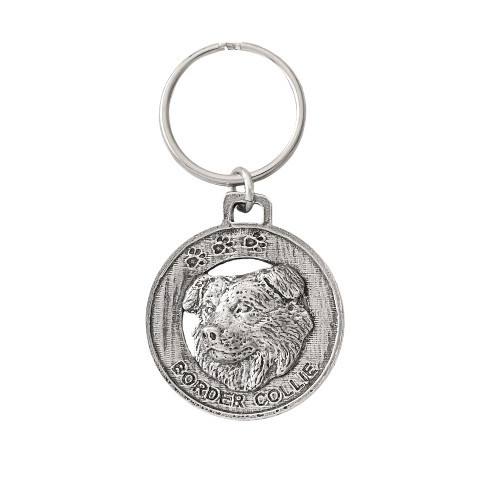 Border Collie Pewter Keychain, D030KC