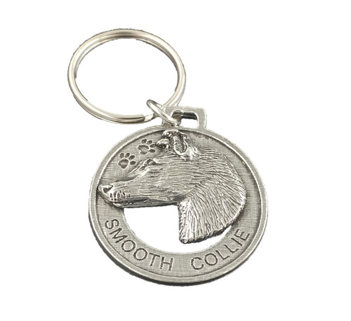 D058KC Collie Dog Pewter Key Chain Key Fob Key Ring Gift 