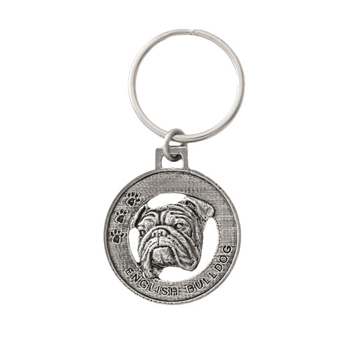 English Bulldog Pewter Keychain, D072KC