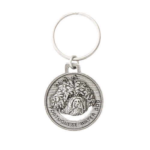 Portuguese Water Dog Pewter Keychain, D146KC