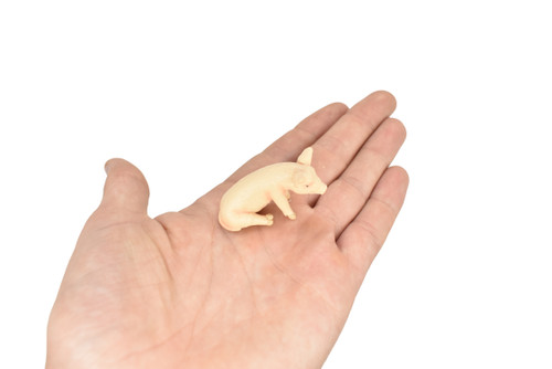 Pig, Piglet Sitting, Educational, Realistic Hand Painted, Figure, Lifelike Model, Figurine, Vintage Replica, Toy,   2 Inches. 