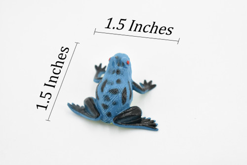 Blue Poison Dart Frog, Arrow Frog, Very Nice Plastic Design, Educational, Diorama, Realistic Figure, Lifelike, Replica, Toy, Kids, 1 1/2 Inches.