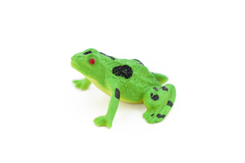 Frog, Green Spotted, Very Nice Plastic Design, Educational, Diorama, Realistic Figure, Lifelike, Replica, Toy, Kids,  1 1/2 Inches. 