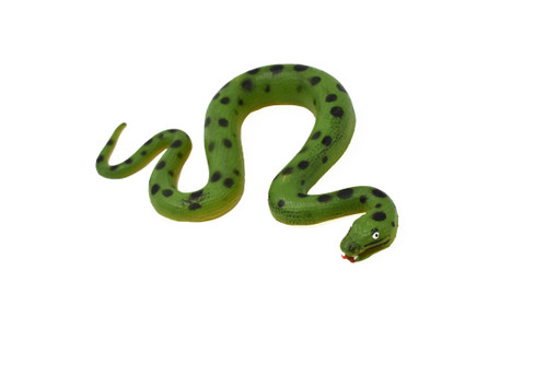 Green Anaconda, Snake, Rubber Reptile, Educational, Realistic, Hand Painted, Figure, Lifelike Model, Figurine, Replica, Toys, Gift,     10 Inches.  