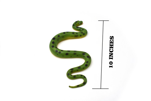 Green Anaconda, Snake, Rubber Reptile, Educational, Realistic, Hand Painted, Figure, Lifelike Model, Figurine, Replica, Toys, Gift,     10 Inches.  