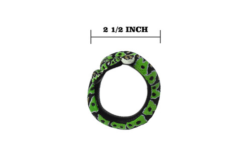Snake, Bracelet, Emerald Boa, Coiled, Rubber Reptile, Educational, Realistic Hand Painted, Figure, Lifelike Model, Figurine, Replica,     2 1/2 Inches.