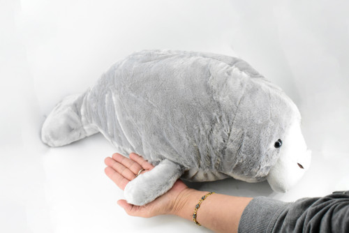 Simulation Manatee Plush Toy - Gray Long Lifelike Dugong Stuffed Toys, Super So