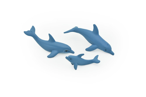 Dolphin Family, Set of 3, Very Nice Rubber Design, Educational, Realistic Figure, Lifelike, Replica,Toy, Kids, Gift,   3 Inches.