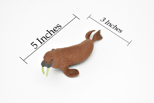 Walrus, Arctic marine mammal, Very Nice Plastic Replica, Hand Painted, Realistic, Saltwater, Educational,  Figure, Lifelike, Diorama Model, Toy, Gift,  5 Inches. 