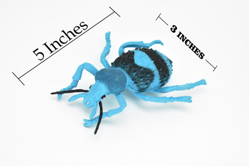 Beetle, Blue and Black, Very Nice Rubber Replica   5" - F2065 B133