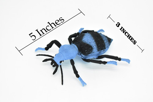 Beetle, Blue and Black, Very Nice Rubber Replica   5" - CWG85 B153