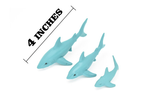 Great white Shark, Set of Three, Realistic Toy Model Plastic Replica, Kids Educational Gift  4"   F3913 B619