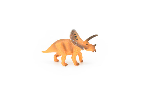 Torosaurus Dinosaur, Museum Quality, Animal, Educational, Realistic Hand Painted, Figure, Lifelike Model, Vintage Replica, Toy,  2 3/4 Inches. 