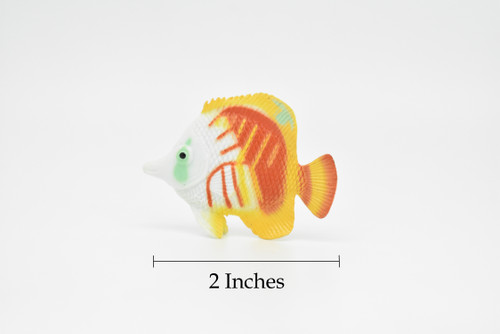 Butterflyfish, Kleins, Tropical Fish, Realistic Solid Rubber Saltwater, Educational Model, Hand Painted, Figure, Lifelike, Diorama Model, Replica, Toy, 2 Inches