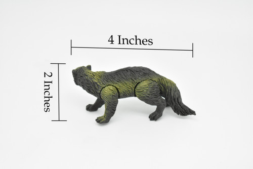 Wolverine, Moveable Legs, Gulo gulo, Museum Quality, Hand Painted, Realistic, Plastic Animal Design, Educational, Diorama Model, Lifelike, Toy,   4 Inches.  