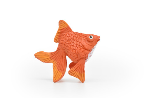 Goldfish, Fantail, Realistic, Plastic, Fish Design, Educational, Hand Painted, Figure, Lifelike, Toy Model, Replica, Gift     2 Inches.