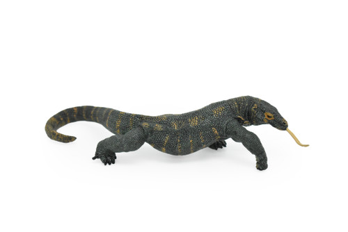 Komodo Dragon, Varanus komodoensis, Monitor Lizard, Museum Quality, Rubber, Reptile, Educational, Realistic, Hand Painted, Diorama Model, Toy,  6 Inches.