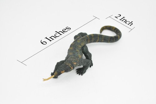 Komodo Dragon, Varanus komodoensis, Monitor Lizard, Museum Quality, Rubber, Reptile, Educational, Realistic, Hand Painted, Diorama Model, Toy,  6 Inches.