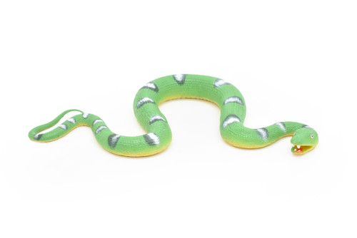 Snake, Emerald Tree Boa Snake, Coiled, Rubber Reptile, Educational, Realistic Hand Painted, Figure, Lifelike Model, Figurine, Replica, Gift,     12"       F3591 B492