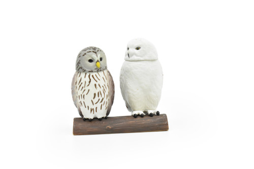 Snowy Owl, Very Nice Rubber Birds, Hand Painted, Educational, Diorama, Realistic Figure, Lifelike, Replica, Toy, Kids,  2 Inches. 