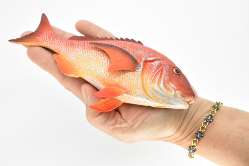 Red Snapper, Fish, Onaga, Rockfish, Very Realistic Rubber Figure, Model, Educational, Animal, Hand Painted Figurines,   7"    CH036 BB75