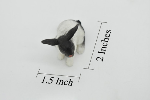 Rabbit, Bunny Rabbits, Fancy Domestic, Realistic Rubber Figure, Hand Painted, Rubber Mammal, Realistic Toy Figure, Replica, Kids, Educational,  2 Inches. 