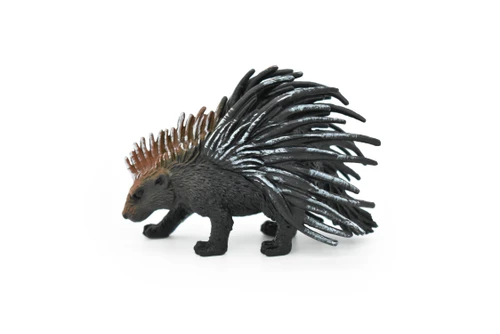 Porcupine, Quillpig, Porky, or Quillback, Very Realistic Rubber Figure, Hand Painted, Rubber Mammal, Realistic Toy Figure, Kids, Educational, 3 Inches. 