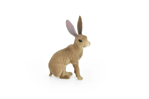 Jackrabbit, Hare, Very Realistic Rubber Figure, Hand Painted, Rubber Mammal, Realistic Toy Figure, Replica, Kids, Educational,  2 1/2 Inches. 