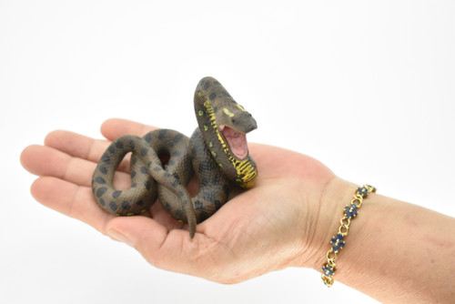 Python Snake, Very Realistic Rubber Reproduction, Hand Painted Figurines,      4"     CH079 BB82