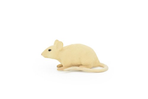 Mouse, White, Very Nice Design, Hand Painted, Educational, Rubber Animal, Realistic Toy Figure, Diorama Model, Kids, 2 1/2 Inches.