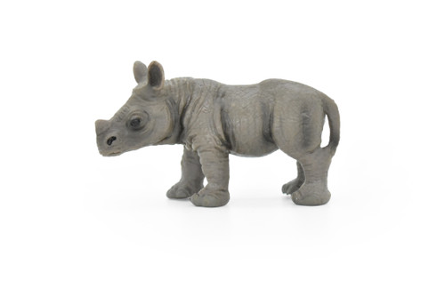 Rhino Toy, Baby, Rhinoceros, Animal, Africa, Very Realistic Rubber Figure, Model, Educational, Animal, Hand Painted Figurines,      3"     CH090 BB84