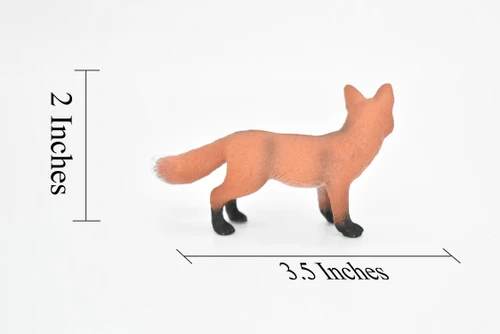 Red Fox, Museum Quality, Hand Painted, Rubber Animal, Realistic Toy Figure, Diorama Model, Kids, Educational, 3 Inches. 